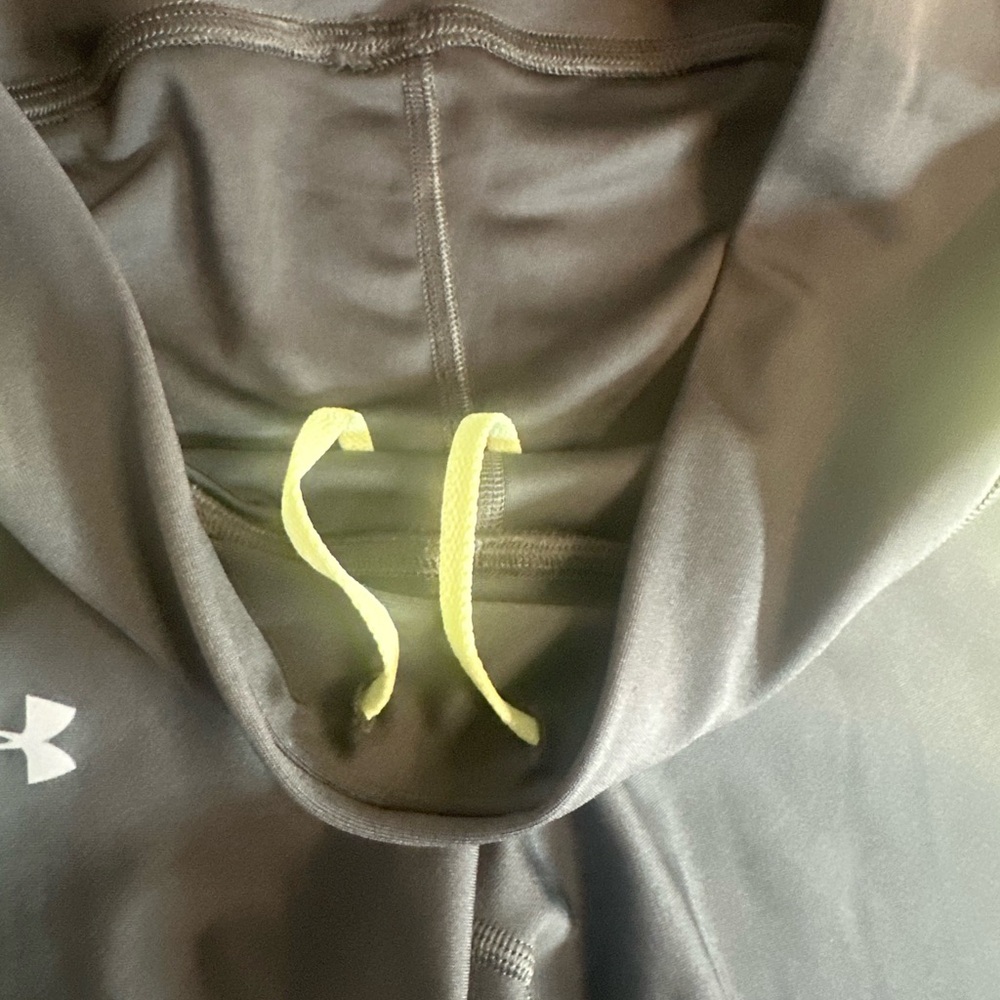 Under Armour HeatGear Compression Capri Leggings Gray Neon Green Women’s Large - Picture 5 of 12
